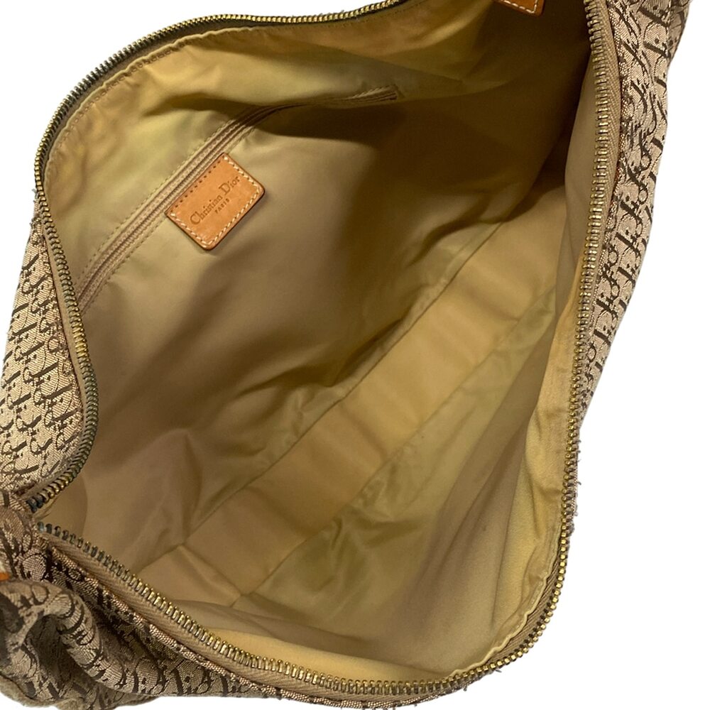 Christian Dior Street Chic/Trotter Shoulder Bag Beige Brown Jacquard Leather - Picture 7 of 15